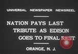 Image of Thomas Edison's funeral West Orange New Jersey USA, 1931, second 9 stock footage video 65675075519