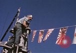 Image of US Sailors decorate their submarine on VJ Day in Pearl Harbor Hawaii USA, 1945, second 40 stock footage video 65675076118