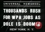 Image of unemployed men seek WPA relief jobs New York City USA, 1935, second 5 stock footage video 65675076839