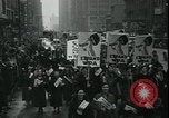 Image of protest against WPA layoffs during Depression New York City USA, 1937, second 26 stock footage video 65675076854
