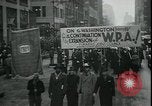 Image of protest against WPA layoffs during Depression New York City USA, 1937, second 35 stock footage video 65675076854