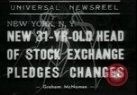 Image of William Martin President of New York Stock Exchange New York City USA, 1938, second 1 stock footage video 65675076858