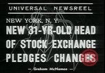 Image of William Martin President of New York Stock Exchange New York City USA, 1938, second 7 stock footage video 65675076858