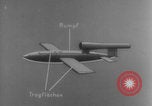 Image of V-1 rocket parts labeled Germany, 1944, second 21 stock footage video 65675079126