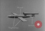 Image of V-1 rocket parts labeled Germany, 1944, second 23 stock footage video 65675079126