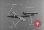 Image of V-1 rocket parts labeled Germany, 1944, second 29 stock footage video 65675079126