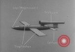 Image of V-1 rocket parts labeled Germany, 1944, second 31 stock footage video 65675079126