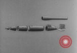 Image of V-1 rocket parts labeled Germany, 1944, second 46 stock footage video 65675079126