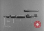 Image of V-1 rocket parts labeled Germany, 1944, second 48 stock footage video 65675079126