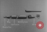 Image of V-1 rocket parts labeled Germany, 1944, second 52 stock footage video 65675079126