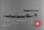 Image of V-1 rocket parts labeled Germany, 1944, second 54 stock footage video 65675079126