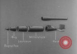 Image of V-1 rocket parts labeled Germany, 1944, second 55 stock footage video 65675079126