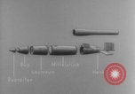 Image of V-1 rocket parts labeled Germany, 1944, second 56 stock footage video 65675079126