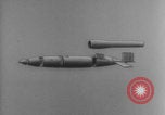 Image of V-1 rocket parts labeled Germany, 1944, second 58 stock footage video 65675079126