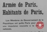 Image of Paris defense proclamation WWI Paris France, 1914, second 5 stock footage video 65675079169
