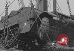 Image of M3 half-track hoisted to LST Southampton England, 1944, second 22 stock footage video 65675079387