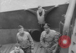 Image of Eisenhower meeting officers HMS Apollo D-Day WW2 Normandy France, 1944, second 16 stock footage video 65675079433