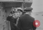 Image of Eisenhower meeting officers HMS Apollo D-Day WW2 Normandy France, 1944, second 23 stock footage video 65675079433