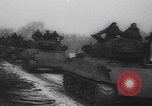 Image of US military vehicles icy roads WW2 Belgium, 1944, second 52 stock footage video 65675080052