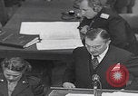 Image of Prosecutor Robert H Jackson speech Nuremberg Germany, 1946, second 42 stock footage video 65675080152