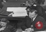 Image of Prosecutor Robert H Jackson speech Nuremberg Germany, 1946, second 54 stock footage video 65675080152