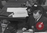 Image of Prosecutor Robert H Jackson speech Nuremberg Germany, 1946, second 57 stock footage video 65675080152